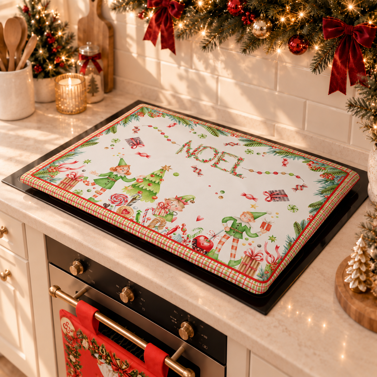 Coprifornello Natalizio Coprifuochi Cucina in Stampa Digitale Noel