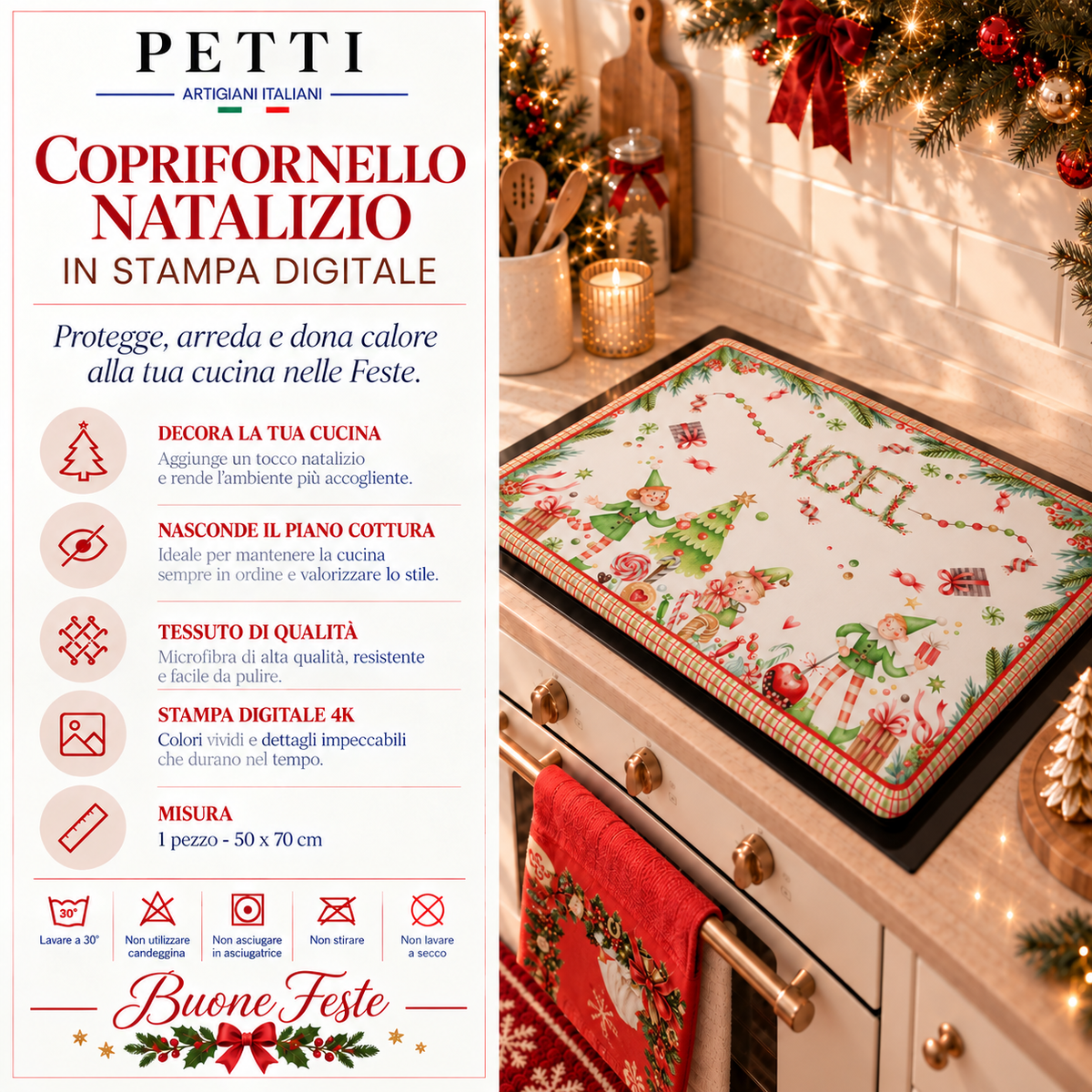 Coprifornello Natalizio Coprifuochi Cucina in Stampa Digitale Noel
