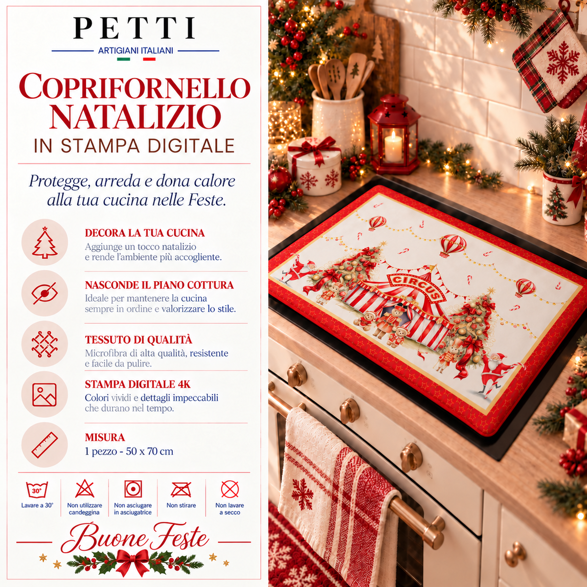 Coprifornello Natalizio Coprifuochi Cucina in Stampa Digitale Circus