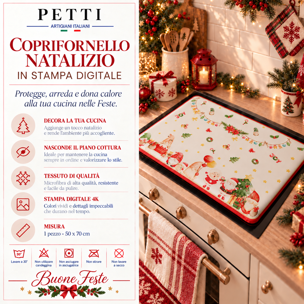 Coprifornello Natalizio Coprifuochi Cucina in Stampa Digitale Gnomo