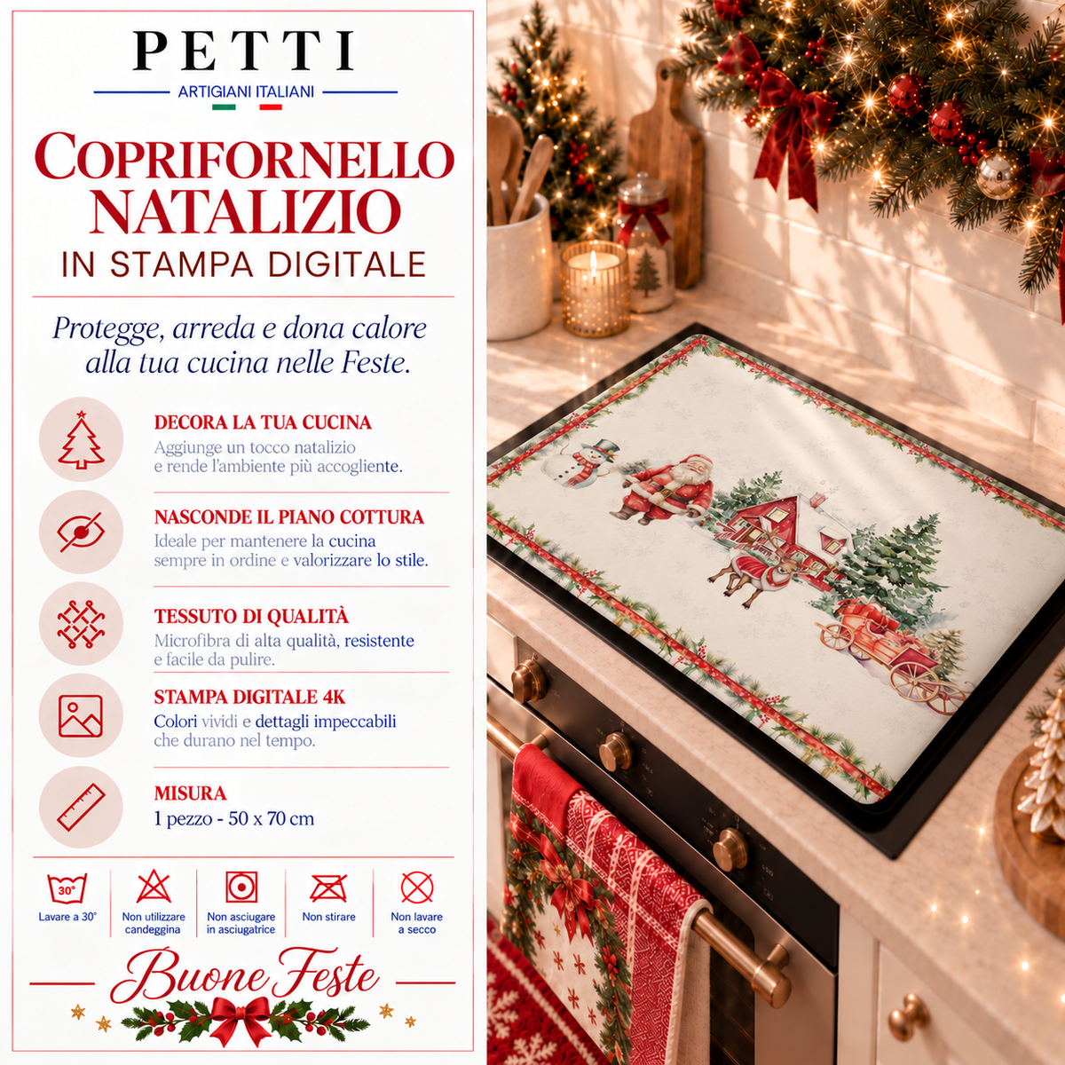 Protection de plaque de cuisson de Noël en impression numérique Xmas Terre du Père Noël