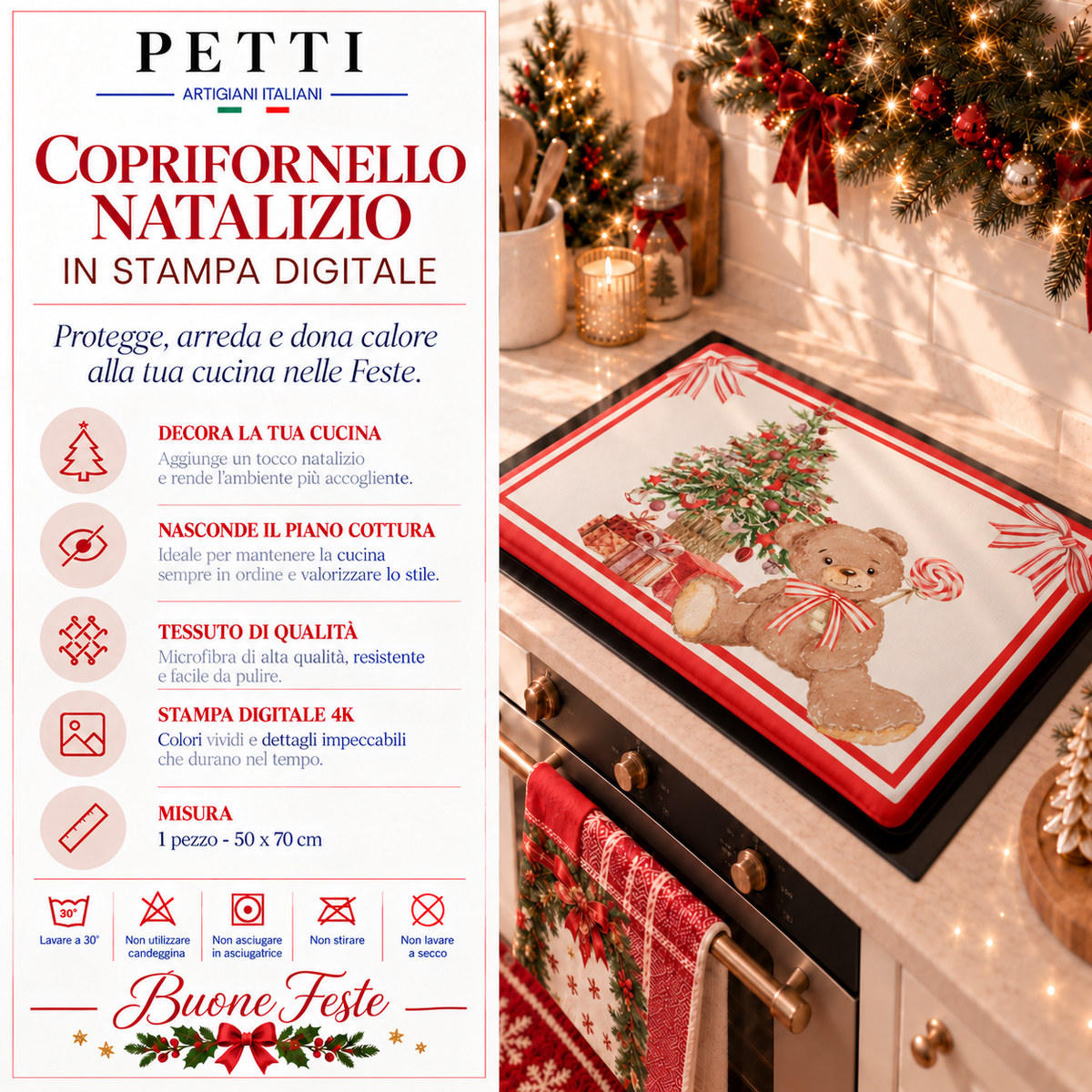 Christmas Stove Cover Kitchen Cover in Digital Print Bear