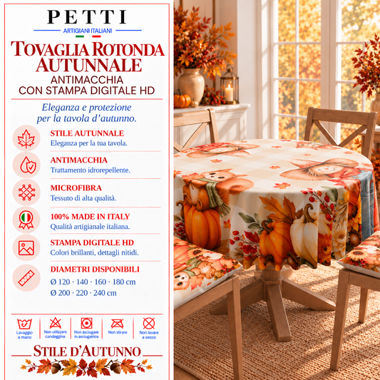 Tovaglia Rotonda Antimacchia Elegante - Ideale per cucina e sala da pranzo October