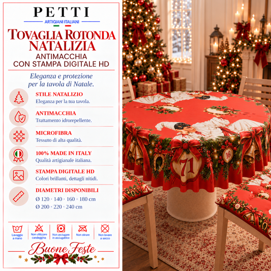Tovaglia Rotonda in Stampa Digitale Natalizia Tombola