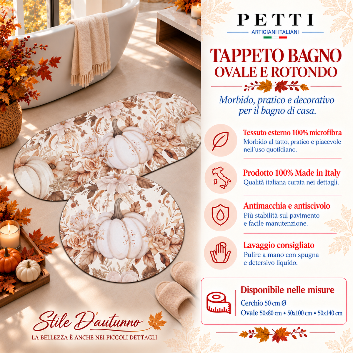 Tappeto Bagno Stampa Digitale Forma Ovale Autumn Flowers