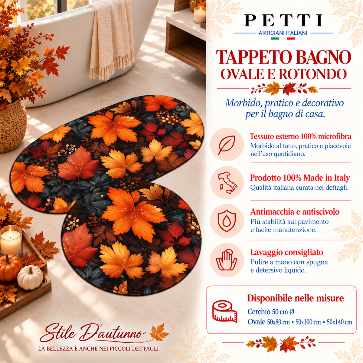 Tappeto Bagno Stampa Digitale Forma Ovale Autunno 01