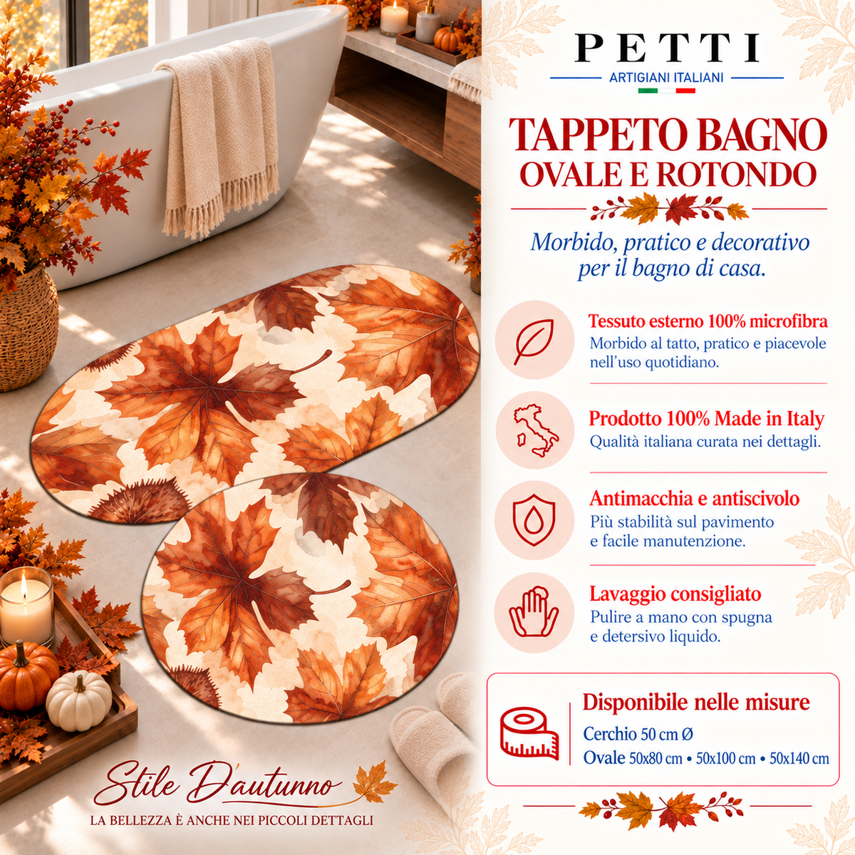 Tappeto Bagno Stampa Digitale Forma Ovale Autunno 14