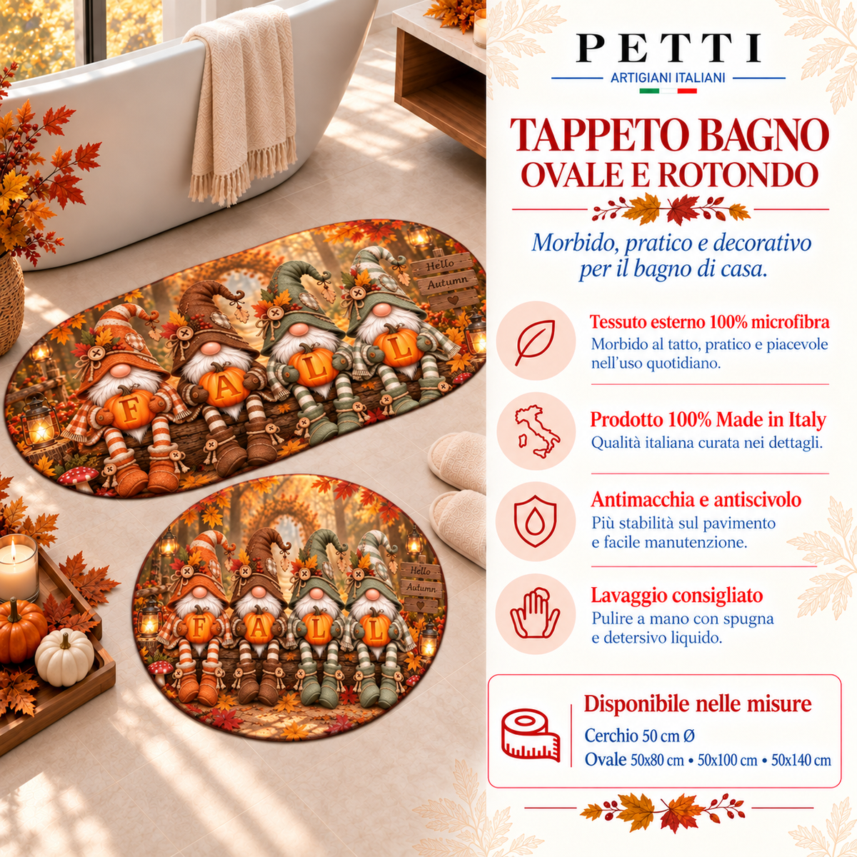Tappeto Bagno Stampa Digitale Forma Ovale Gnomo Fall