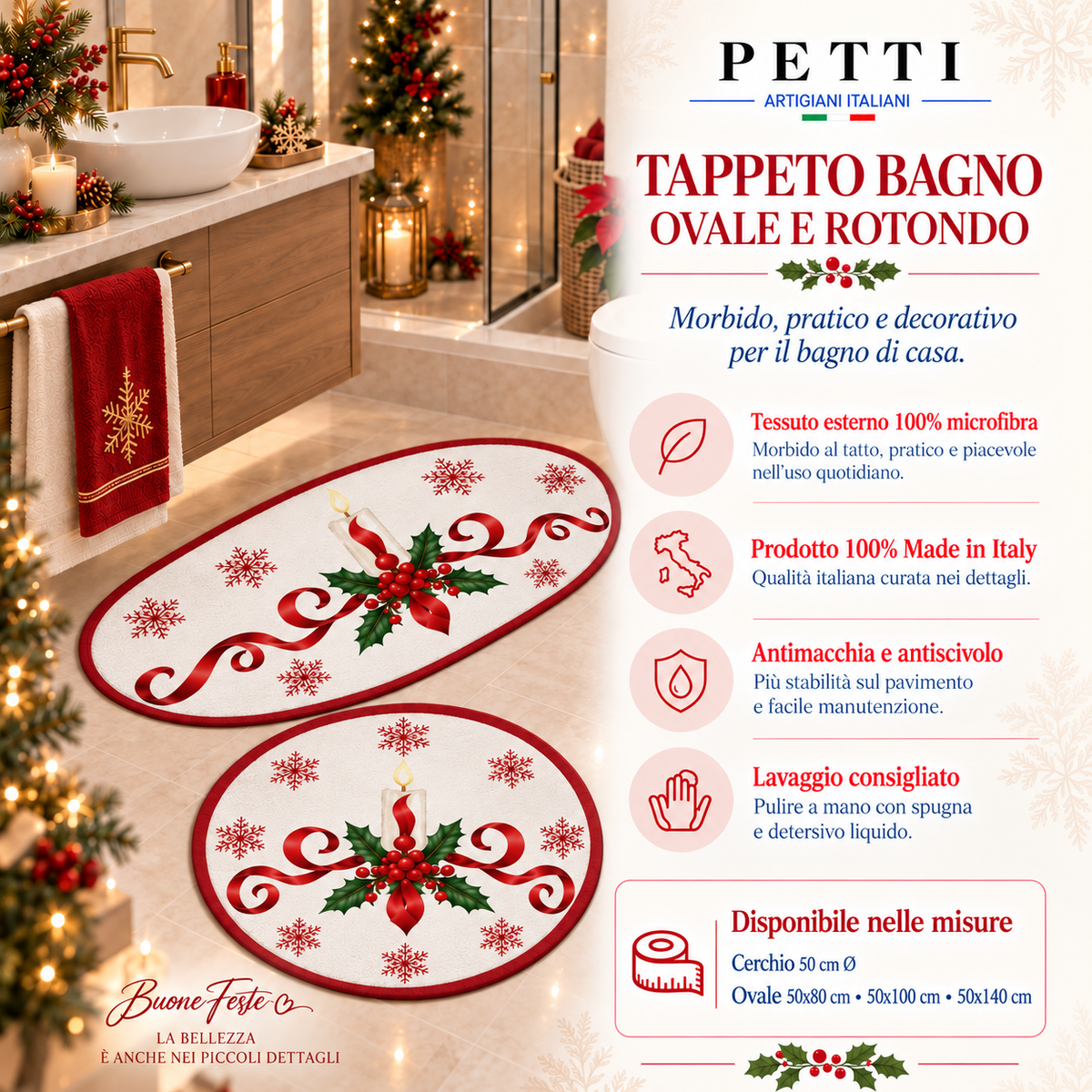 Tappeto Bagno Stampa Digitale Natalizio Forma Ovale Incanto