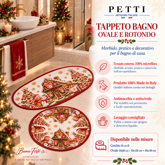Tappeto Bagno Stampa Digitale Natalizio Forma Ovale Marzapane