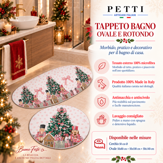 Tappeto Bagno Stampa Digitale Natalizio Forma Ovale Soldatini Rosa