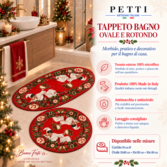 Tappeto Bagno Stampa Digitale Natalizio Forma Ovale Tombola