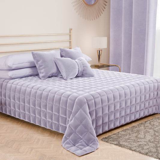 Courtepointe couvre-lit printanière et automnale en velours double face lilas