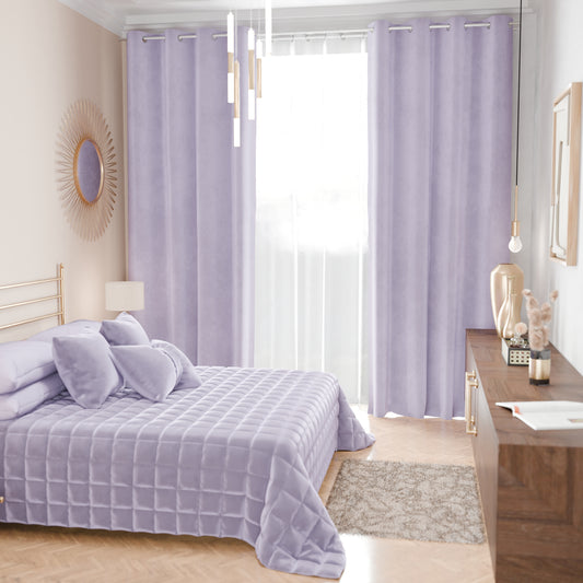 Courtepointe couvre-lit printanière et automnale en velours double face lilas