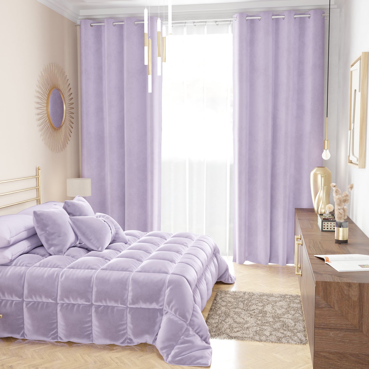 Couette, Couette d'Hiver Double Face en Velours Doux et Chaud Lilas