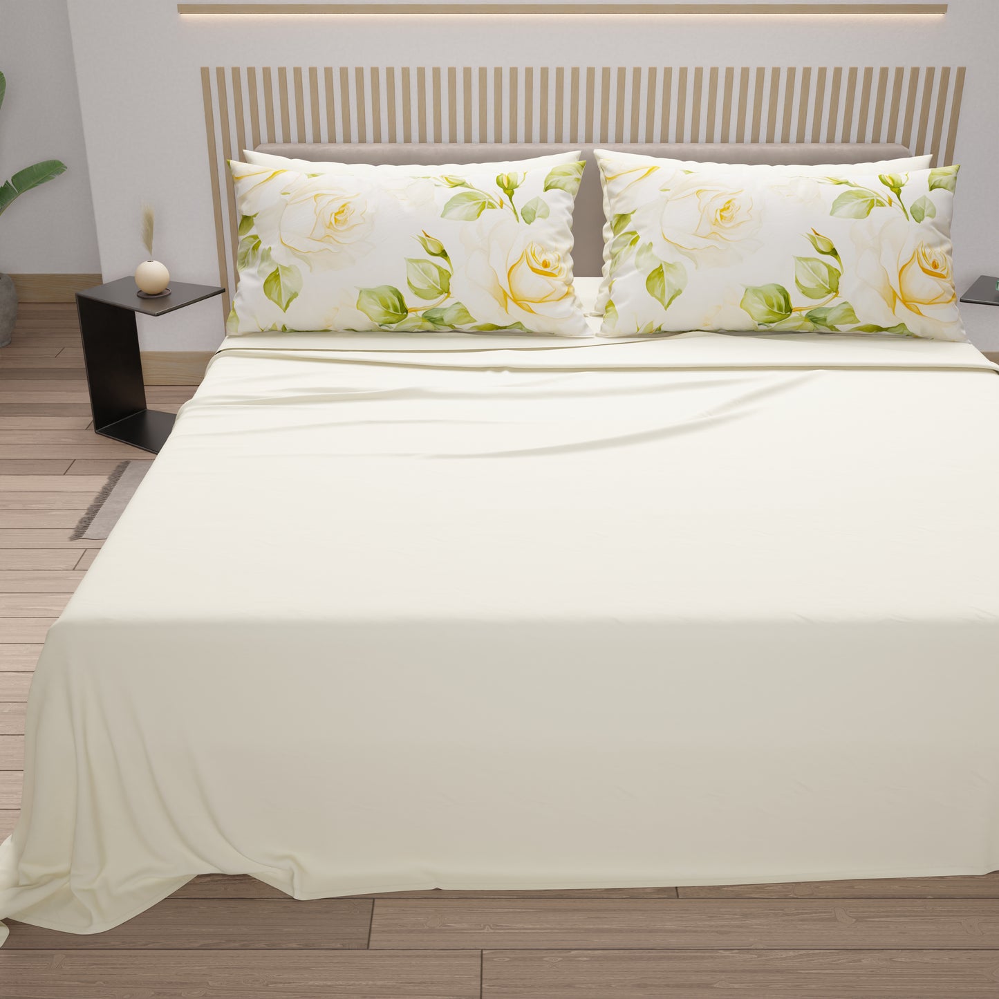 Lenzuola in Cotone, Completo Letto con Federe in Stampa Digitale Wedding Flower