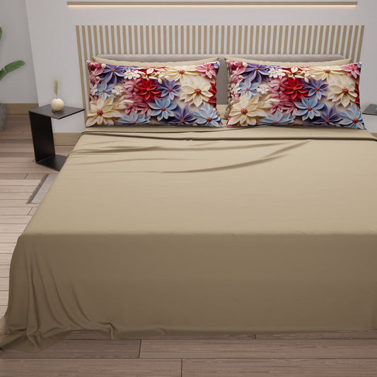 Draps en Coton, Parure de Lit avec Taies d'Oreiller en Impression Numérique Bali