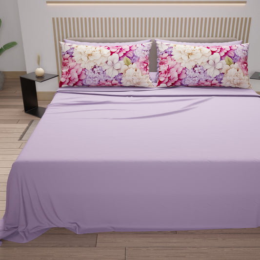Lenzuola in Cotone, Completo Letto con Federe in Stampa Digitale Ortensia