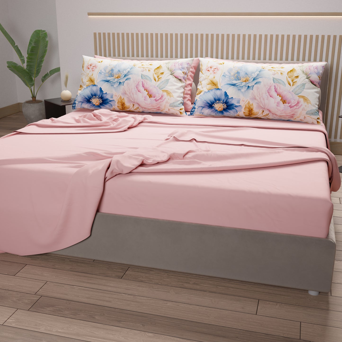 Draps en Coton, Parure de Lit avec Taies d'Oreiller en Impression Numérique Marseille