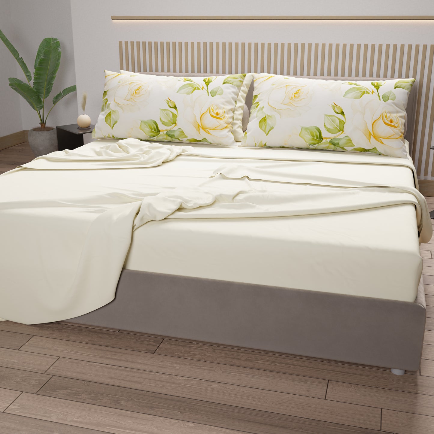 Lenzuola in Cotone, Completo Letto con Federe in Stampa Digitale Wedding Flower