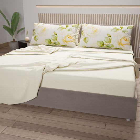 Draps en Coton, Parure de Lit avec Taies d'Oreiller en Impression Numérique Wedding Flower