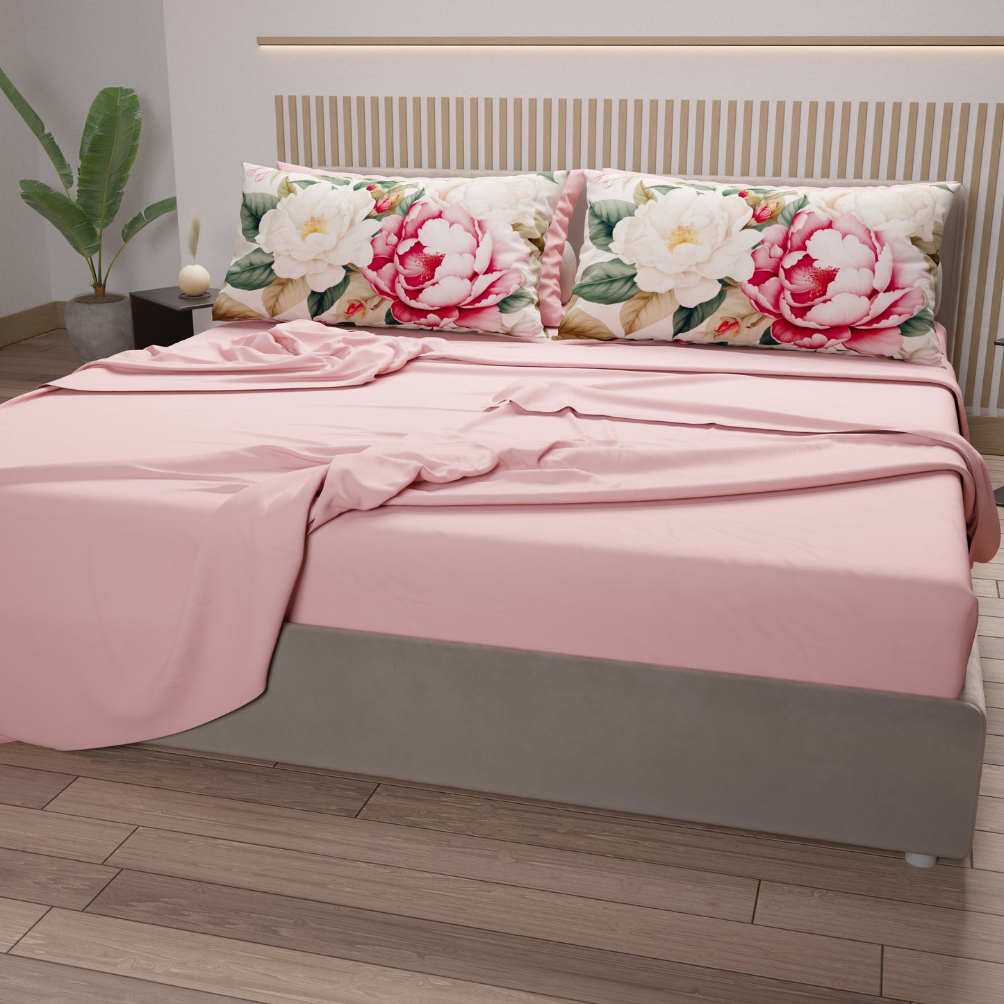 Draps en Coton, Parure de Lit avec Taies d'Oreiller en Impression Numérique Sofia