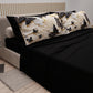 Draps en Coton, Parure de Lit avec Taies d'Oreiller en Impression Numérique Mariposa 05 Noir