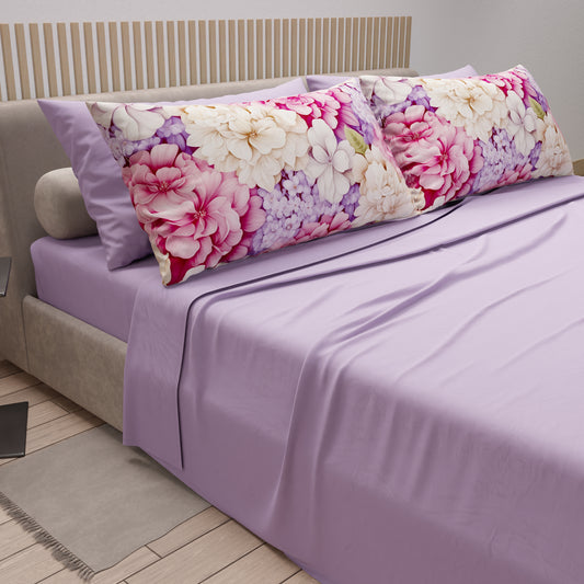 Lenzuola in Cotone, Completo Letto con Federe in Stampa Digitale Ortensia