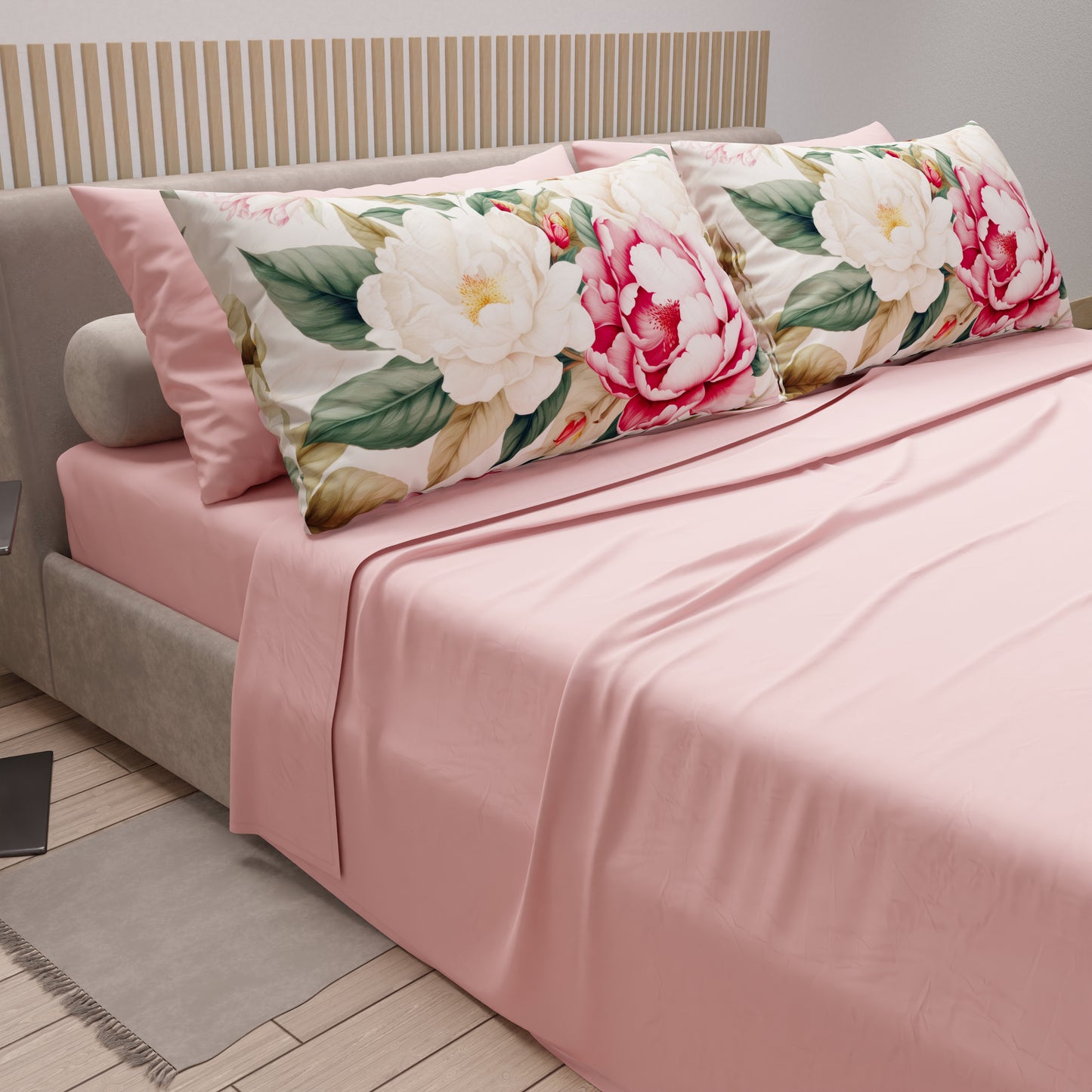 Draps en Coton, Parure de Lit avec Taies d'Oreiller en Impression Numérique Sofia