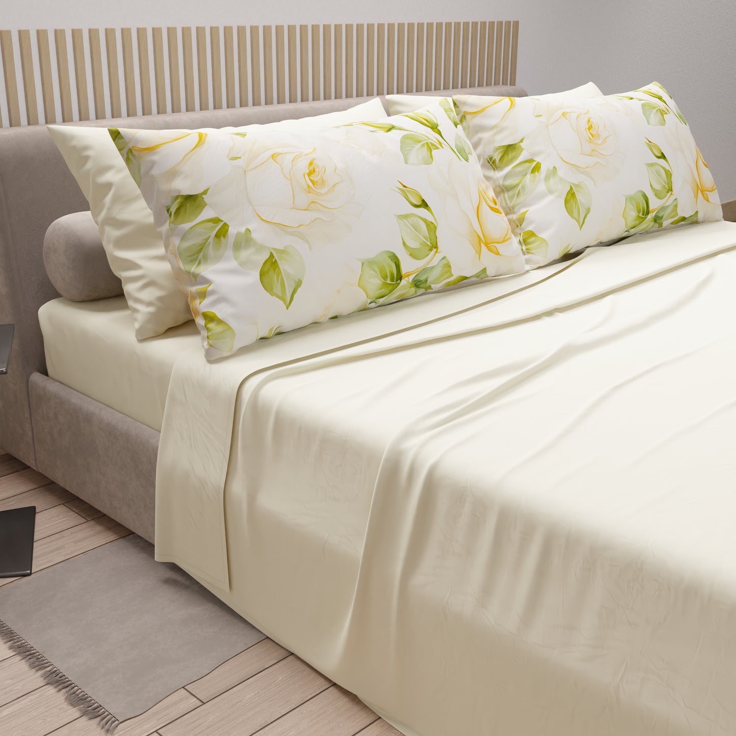 Lenzuola in Cotone, Completo Letto con Federe in Stampa Digitale Wedding Flower