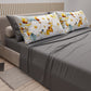 Lenzuola in Cotone, Completo Letto con Federe in Stampa Digitale Flower Ceramic 01 Grigio Scuro