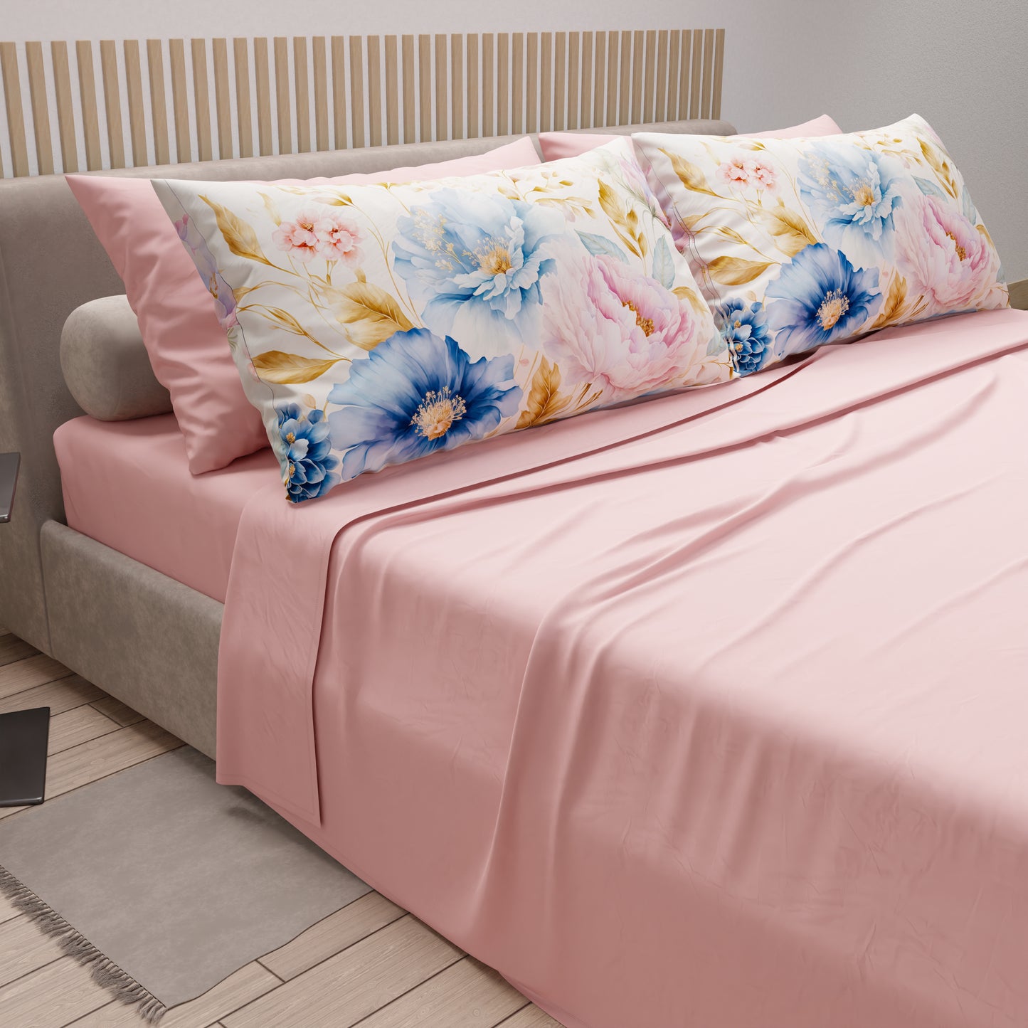 Draps en Coton, Parure de Lit avec Taies d'Oreiller en Impression Numérique Marseille