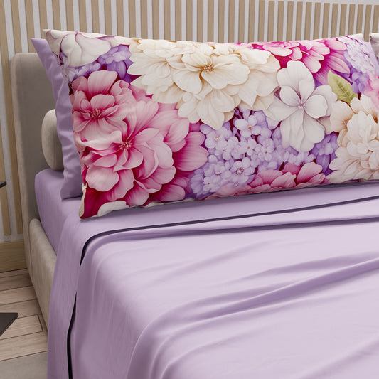 Lenzuola in Cotone, Completo Letto con Federe in Stampa Digitale Ortensia