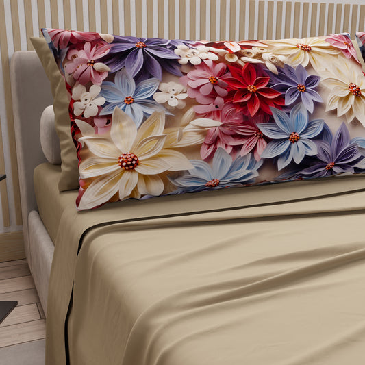 Draps en Coton, Parure de Lit avec Taies d'Oreiller en Impression Numérique Bali