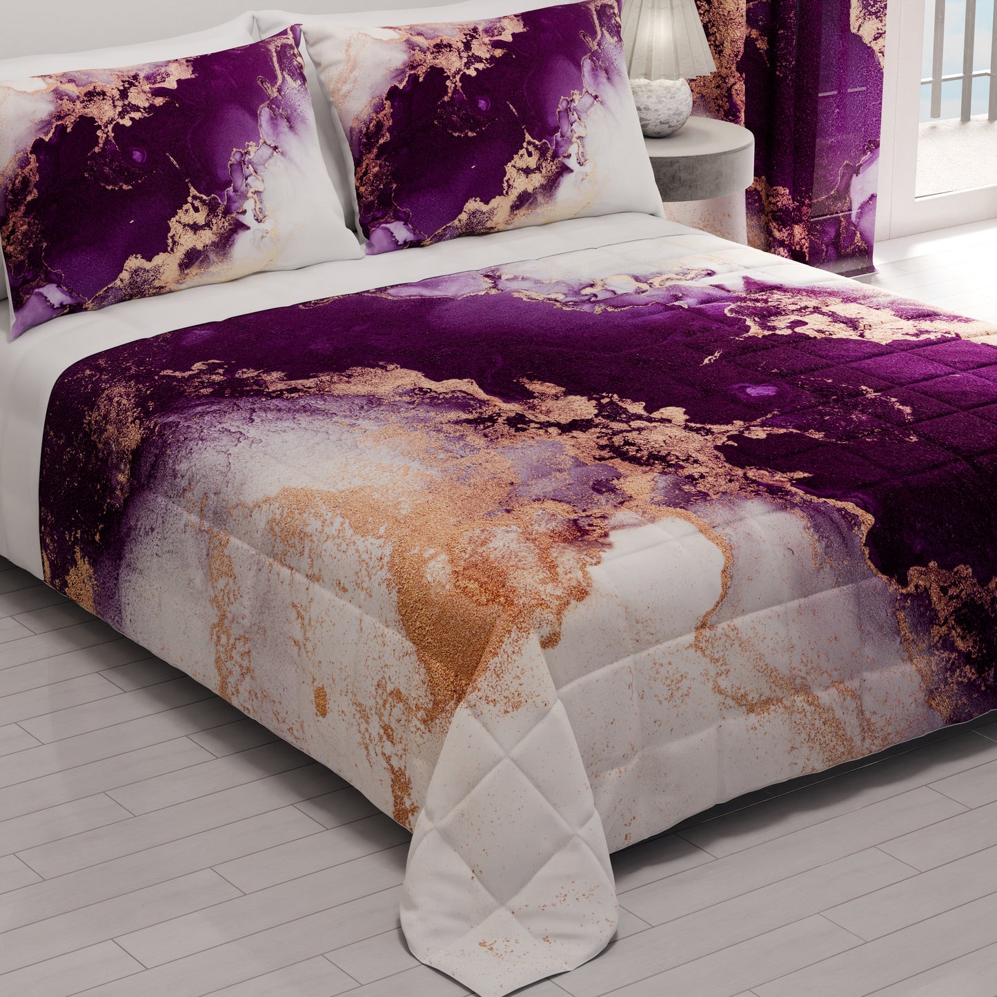 Couvre-lit matelassé printanier et automnal en impression numérique Marbre 01 Violet