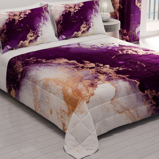 Trapuntino Copriletto Primaverile Autunnale in Stampa Digitale Marble 01 Viola