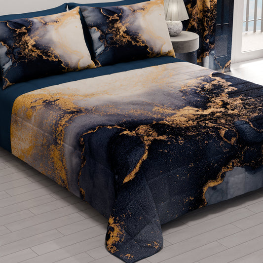 Trapuntino Copriletto Primaverile Autunnale in Stampa Digitale Marble 08 Blu