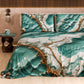 Lenzuolo Copriletto e Federe Eleganti Effetto Marmo Acquamarina - AQUATIQUE