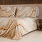 Drap housse, dessus de lit et taies d'oreiller élégants effet marbre beige - DORACREAM