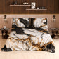 Drap housse, dessus de lit et taies d'oreiller élégants effet marbre noir blanc - GILDENITE