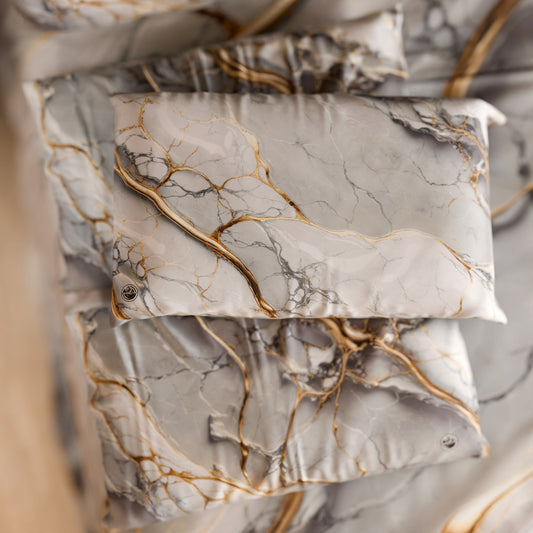 Paire de Taies d'Oreiller Élégantes Effet Marbre Gris Clair