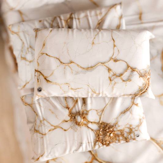 Paire de Taies d'Oreiller Élégantes Effet Marbre Blanc