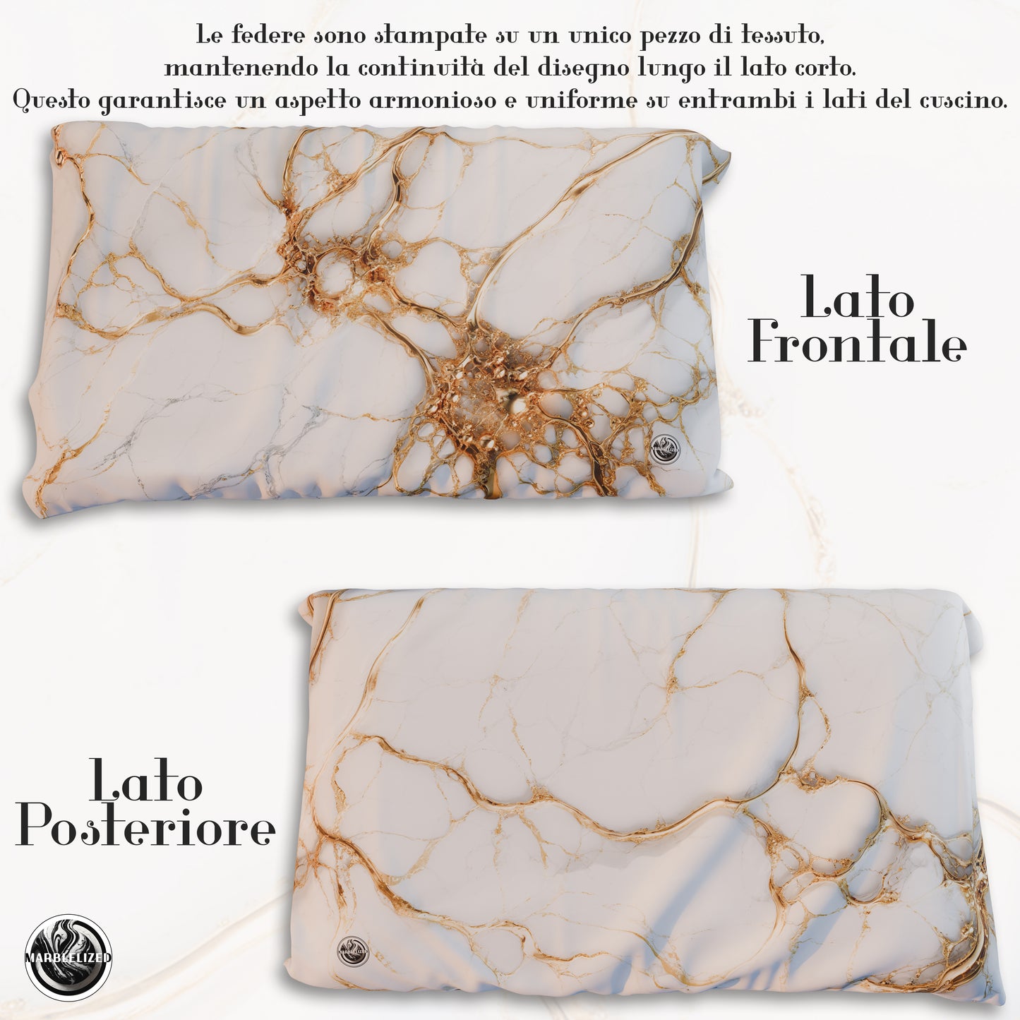 Paire de Taies d'Oreiller Élégantes Effet Marbre Blanc