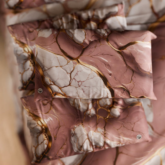 Paire de Taies d'Oreiller Élégantes Effet Marbre Mauve