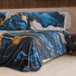 Federe coordinate effetto marmo Navyglo blu notte, dettaglio