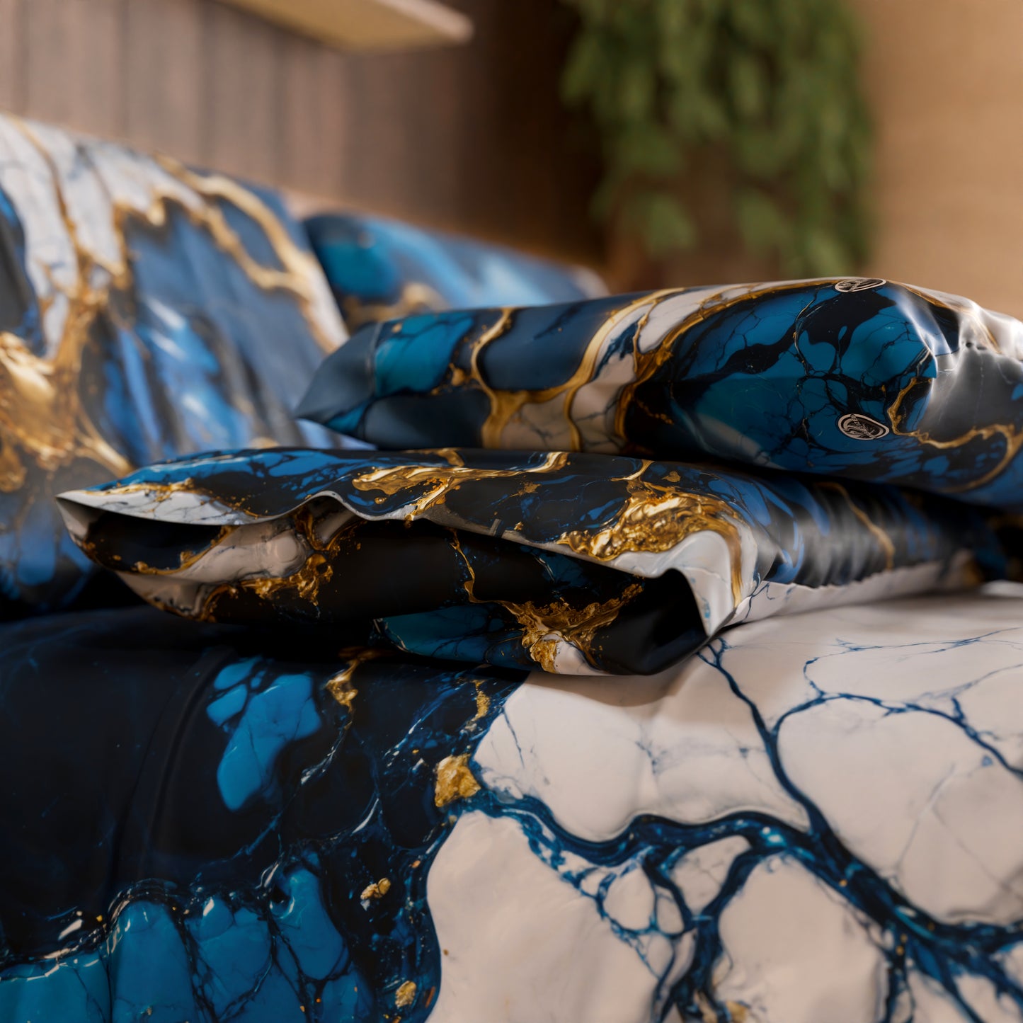 Set completo effetto marmo Navyglo blu notte PETTI Made in Italy