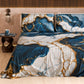 Drap housse, dessus de lit et taies d'oreiller élégants effet marbre bleu océan - OCEAGLINT