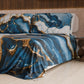 Drap housse, dessus de lit et taies d'oreiller élégants effet marbre bleu océan - OCEAGLINT