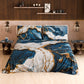 Drap housse, dessus de lit et taies d'oreiller élégants effet marbre bleu océan - OCEAGLINT