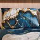 Coppia Federe Cuscino Eleganti Effetto Marmo Blu Oceano